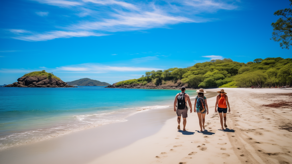 family walking on the beach in costa rica